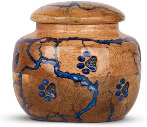 Wood Pet Urns for Dog and Cat Ashes - Blue Small 10 Cuin