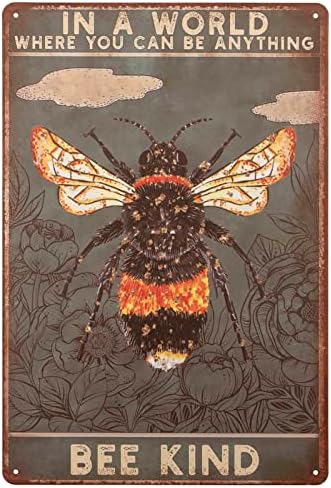 Retro Floral Art Tin Sign Be Kind Metal Plaque 8x12 Inch Wall Decor