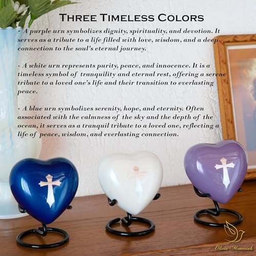 Small Heart Shaped Urn for Ashes with Cross
