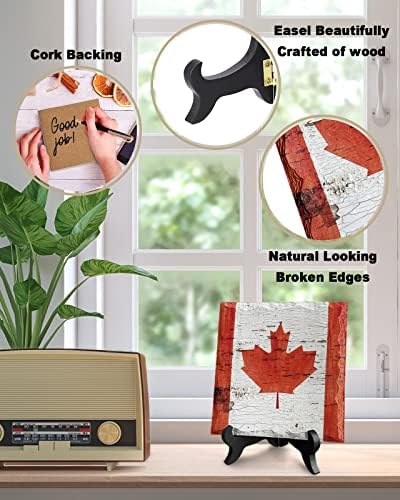 Maple Leaf Ceramic Desk Decor with Wooden Stand