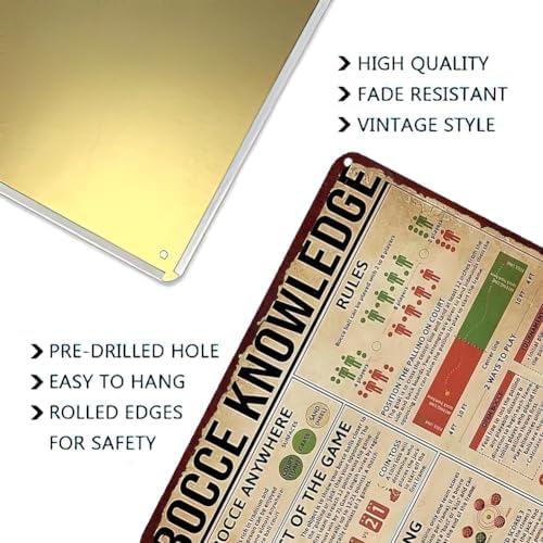 Bocce Ball Rules Metal Tin Sign Wall Art Decor