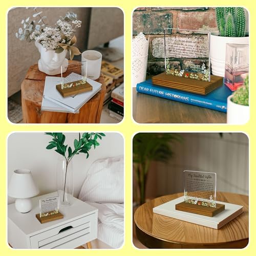 My Sister Plaque Gift To My Sister Sayings Acrylic Desk Plaque with Wood Stand