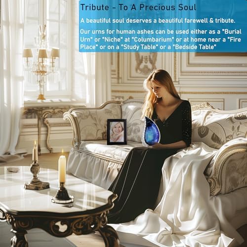 M Meilin Xu Cremation Urn Cosmic Galaxy Black Blue Teardrop Design Adult Size