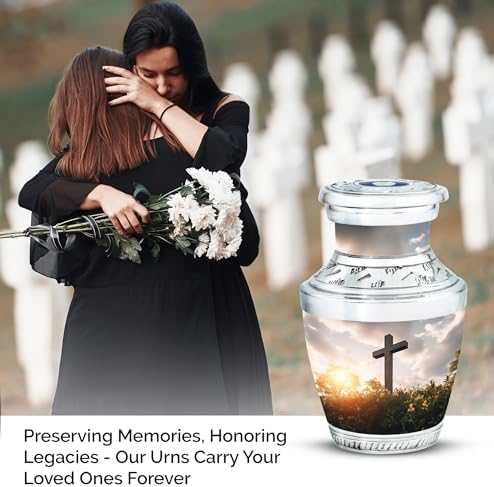 Christ Cross Urn - Durable Aluminum 3 Inch Cremation Urn - 4 Pack