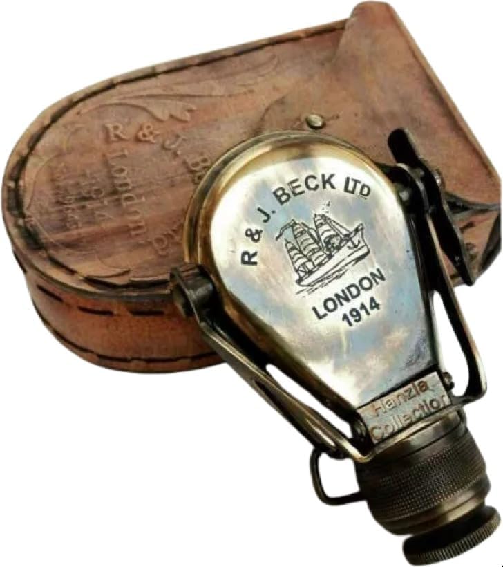 Antique Brass Monocular Binocular Nautical Telescope Vintage Spyglass Scope with Leather Case Gift