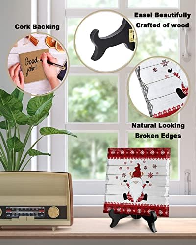 Happy Gnomes Desk Decor with Wooden Stand