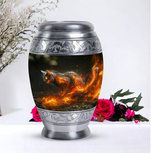 Cat with Light Decorative Urn 10 Inch Cremation Urn