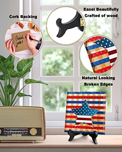 LEOSUCRE Desk Decor with American Flag Plaque