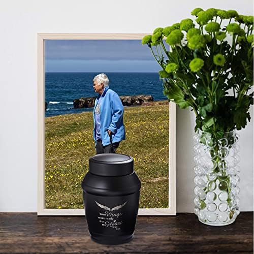 Black Angel Wings Cremation Urn 57 Inches Medium Size