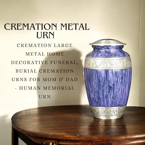 Elegant Purple Metal Cremation Urn for Adult Ashes