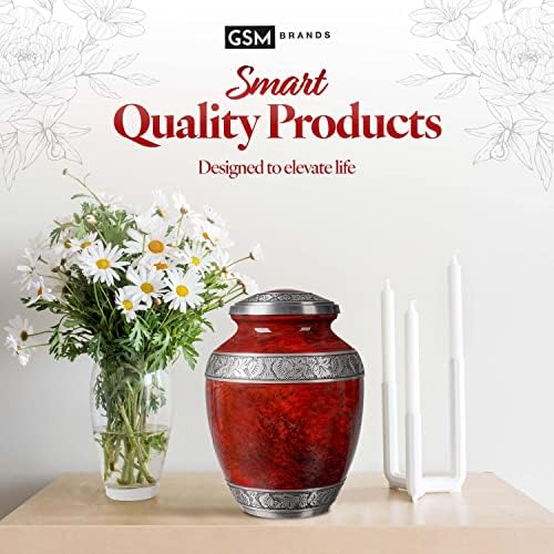 GSM Brands Cremation Urn for Adult Ashes - Large Red Aluminum