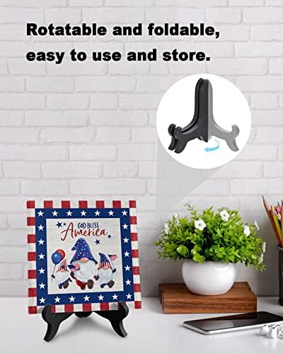 Blue and Red Gnome Desk Decor with Flag Stand