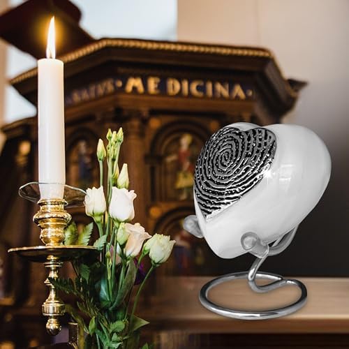 Heart Keepsake Cremation Urn Handcrafted Brass Mini Urn with Gold Stand and Velvet Box