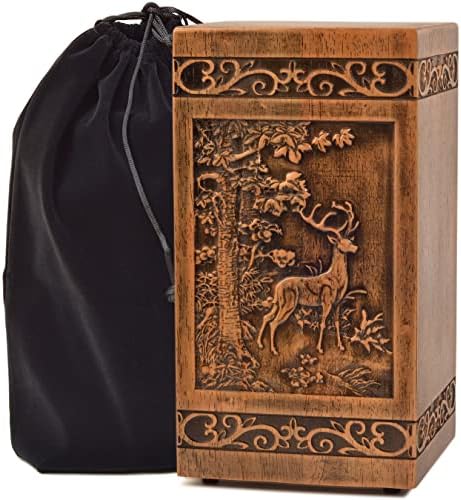 KIMNAG Wooden Cremation Urn Deer XL 250lbs
