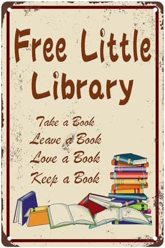Free Little Library Retro Tin Sign 8x12 Inch