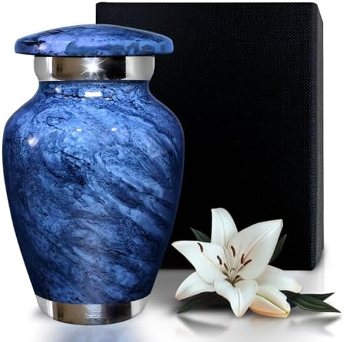 Small Urn for Ashes - Mini Cremation Urn for Human Remains Decorative Keepsake for Mom Dad Blue