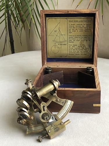 Brass Nautical Sextant Vintage Astrolabe with Two Telescopes