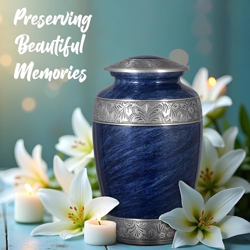 Home Elm Decorative Urn for Human Ashes Large Blue