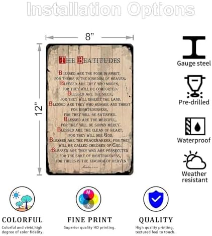 Oxdimipxo Tin Sign the Beatitudes Wall Art Decor