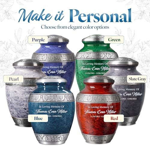 Personalized Cremation Urn - Custom Engraved Name with Blue Design