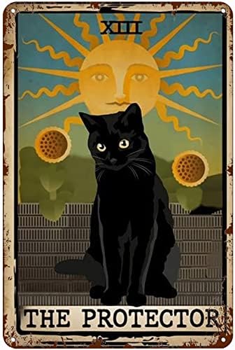 Xiddxu Vintage Tin Sign Black Cat The Protector
