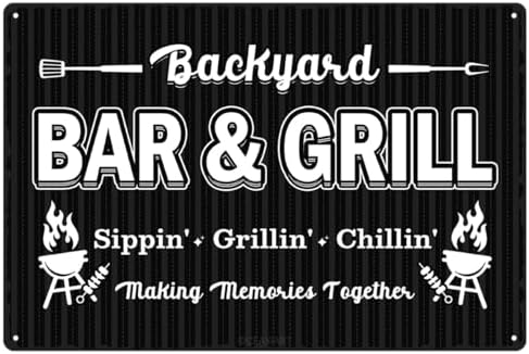 Backyard Bar And Grill Tin Sign Funny Art Poster Wall Decor