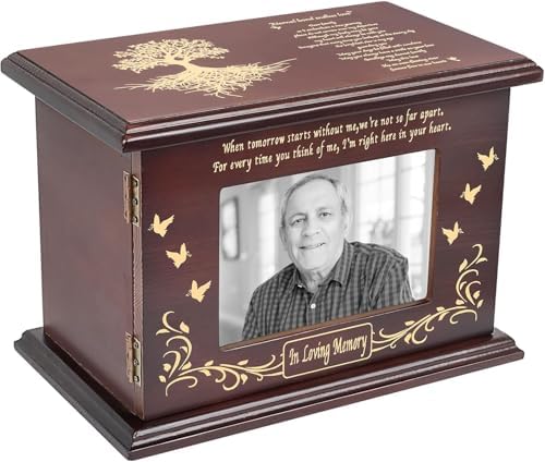 Vibaruta Cremation Urn with Photo Frame Wooden Ashes Urn for Men Women