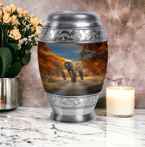 JAGSHASHI Elephant Keepsake Urn for Adult Ashes - 10 Inch 3 Inch Combo