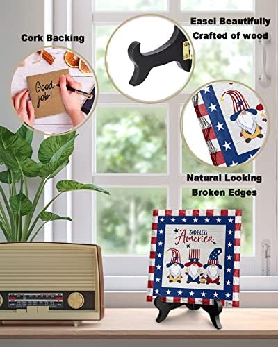 USA Flag Wooden Stand Desk Plaque Decor Sign