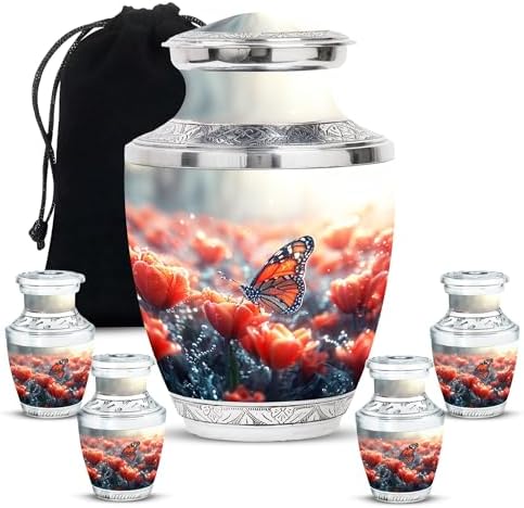Butterflies Beautiful Look Urn Set 5 Piece