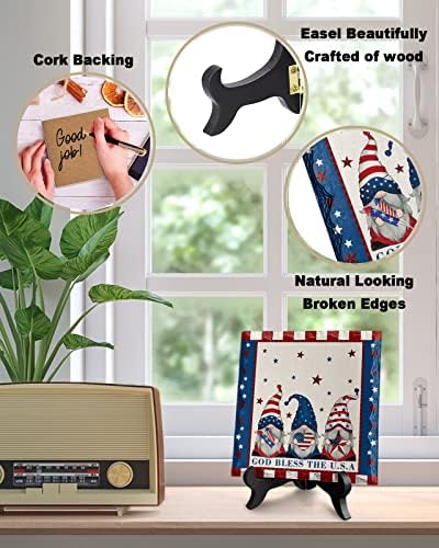 4th of July Decorative Plaque with Wooden Stand