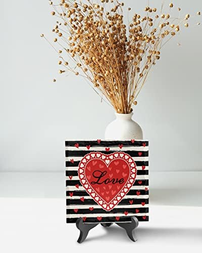 Valentine Desk Decor with Black White Stripes