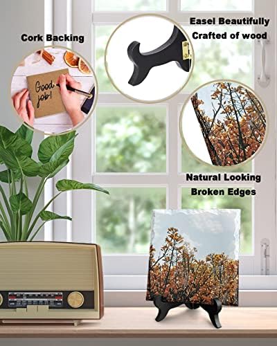 Fall Maple Tree Desk Decor with Wooden Stand