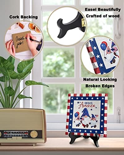 Blue and Red Gnome Desk Decor with Flag Stand