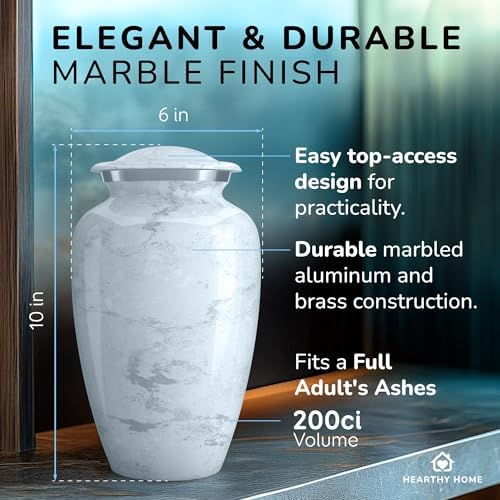 Elegant Large Handcrafted Marble Urn for Ashes
