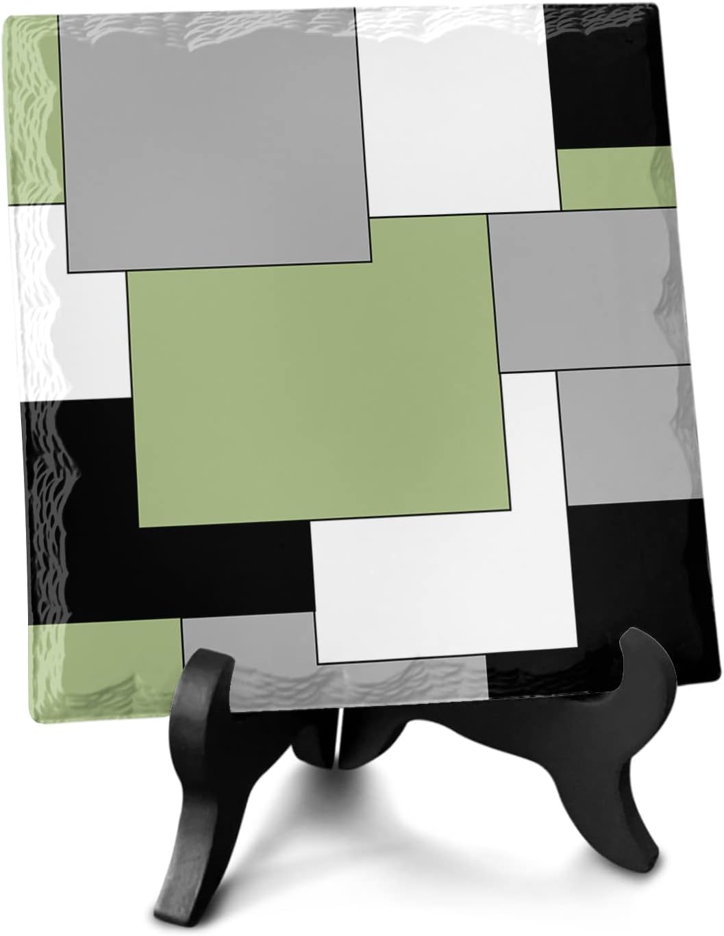 Abstract Art Desk Decor with Color Block Plaque 1