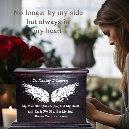Wooden Ash Urn with Casket-Wing Design