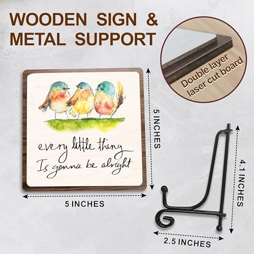 5 Inch Wooden Sign With Iron Stand - Positive Message