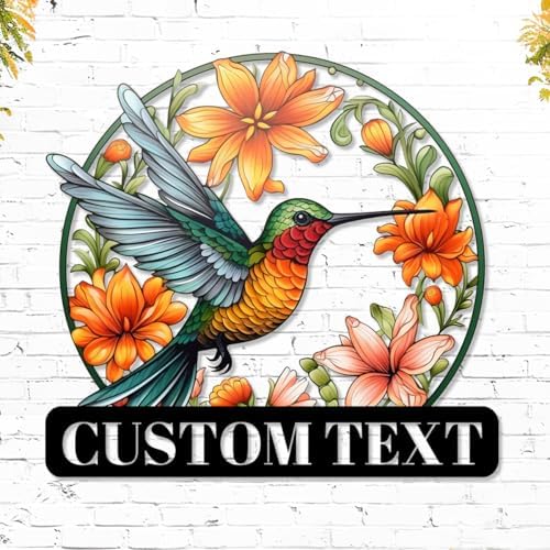 Personalized Hummingbird Metal Sign with Name