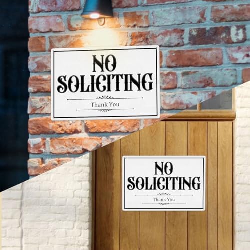 No Soliciting Metal Sign 12x8 Inch White