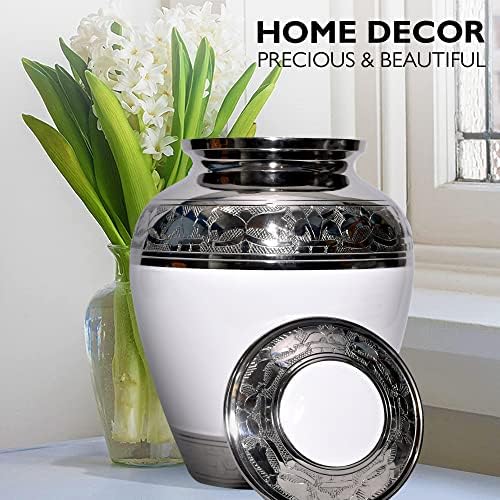 Elegant Cremation Urn for Human Ashes White