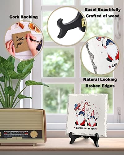 Independence Day Decorative Ceramic Desk Plaque with Wooden Stand