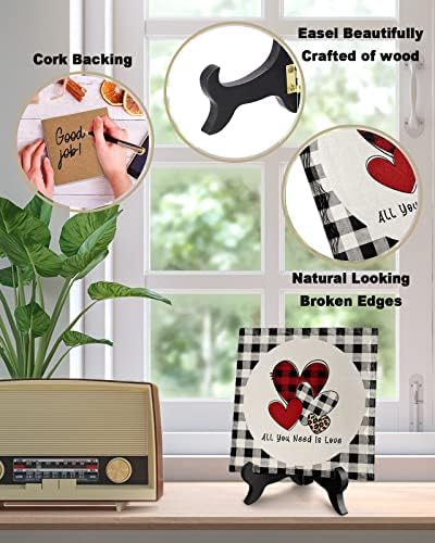 Wooden Stand Desk Decor Plaque with Buffalo Plaid Design