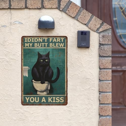 Funny Cat Bathroom Wall Art - 8x12 Inch Decor Sign