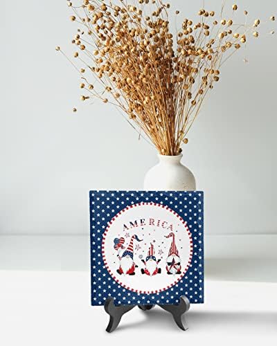 Independence Day Gnome Desk Decor with Blue White Stars