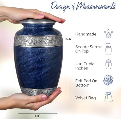 Home Elm Decorative Urn for Human Ashes Large Blue