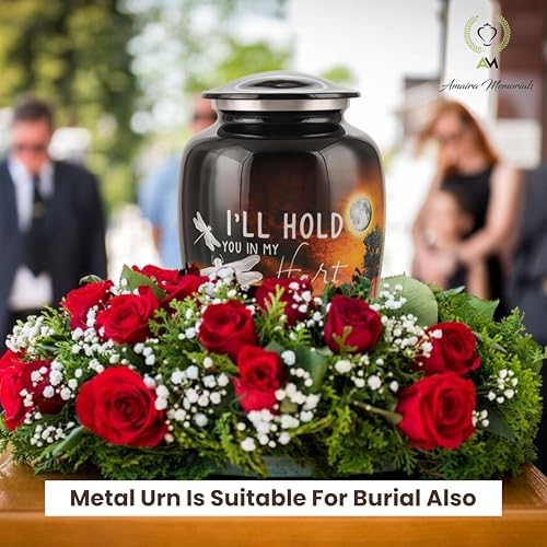 Amaira Memorials Moonlight Black Urn For Ashes - 200 Lbs