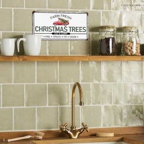 Farm Fresh Christmas Trees Tin Sign for Home Decor