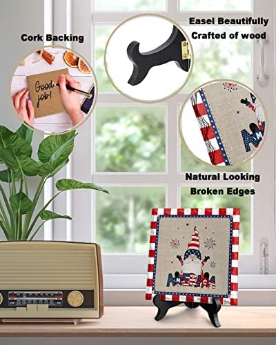 American Independence Day Gnome Desk Plaque with Wooden Stand
