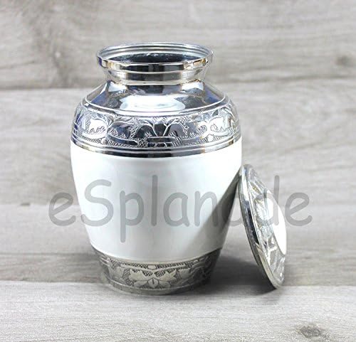 eSplanade Cremation Urn - 6 Inch Brass White Medium